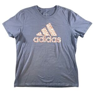 304 | Adidas Amplifier Women XL Floral Graphic Logo Short Sleeve Tee Blue